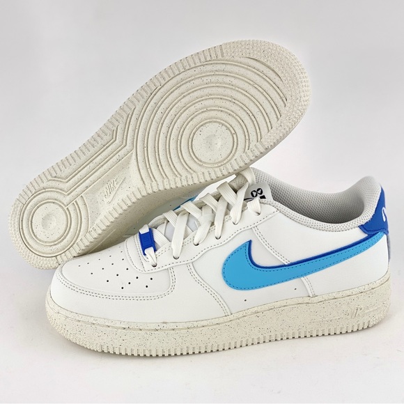 Nike Air Force 1 LV8 White Blue Youth 7Y GS Sneakers Double Swoosh DQ0359 100 - Picture 2 of 12